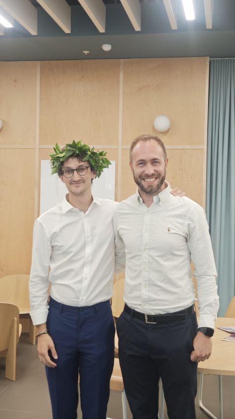 Davide Nodari and Nicola Gasparini celebrating Davide’s PhD